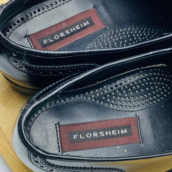 Florsheim Men Black Genuine Leather‎ Slip On Wingtip Kiltie Tassel Loafers Sz 8 main image 3